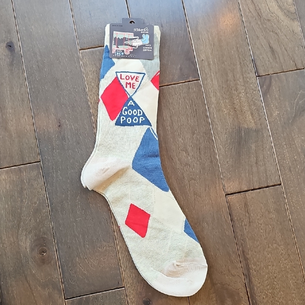Blue Q Crew Socks, Novelty Socks - Love Me A Good Poop, Size 7-12, NWT